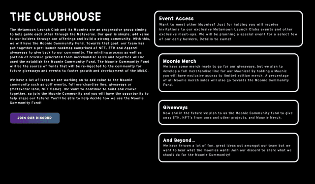 METAMOON LAUNCH CLUB Website Screenshot