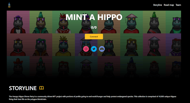 The Hangry Hippo Dinner Party Website Screenshot